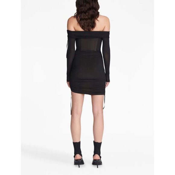 NWT DION LEE Off-the-Shoulder Corset Mini Dress 10 Convertible LBD Mall Goth - Picture 2 of 7